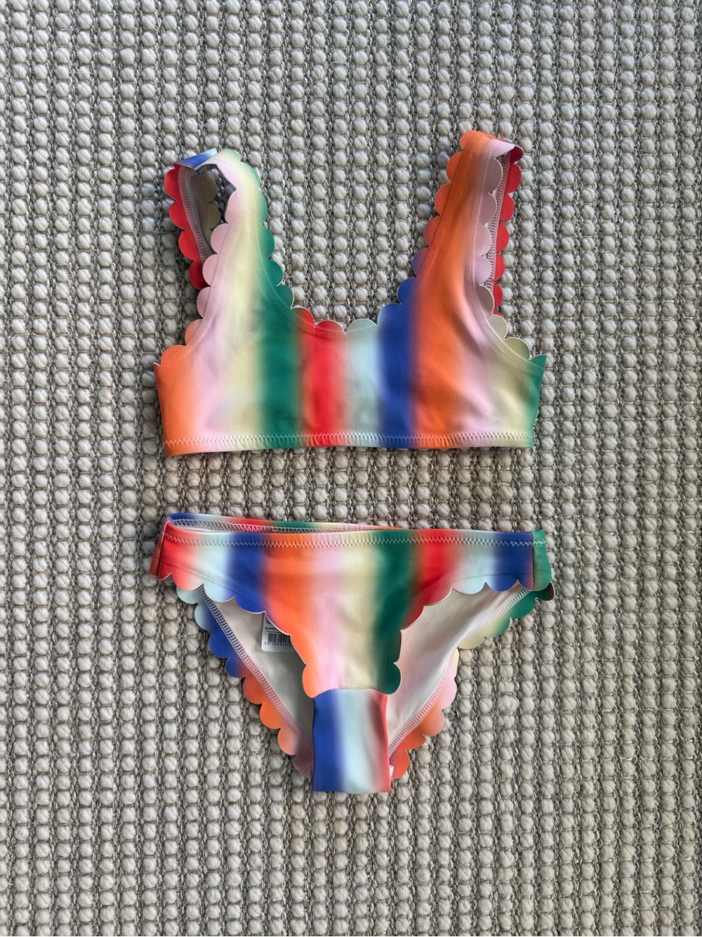 Molo Kids Rainbow Scallop-Edge Bikini in Red, Orange, Green, Blue